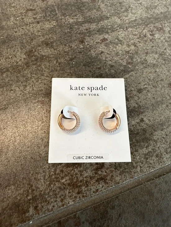 kate spade Rose Gold Pavé Hoop Earrings NWT - Picture 1 of 4
